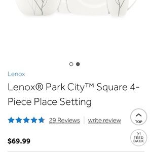 Brand New Lenox Park City 4 Piece Dinnerware Set